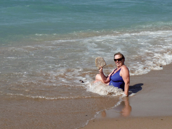 a big rock that landed on Karen's belly